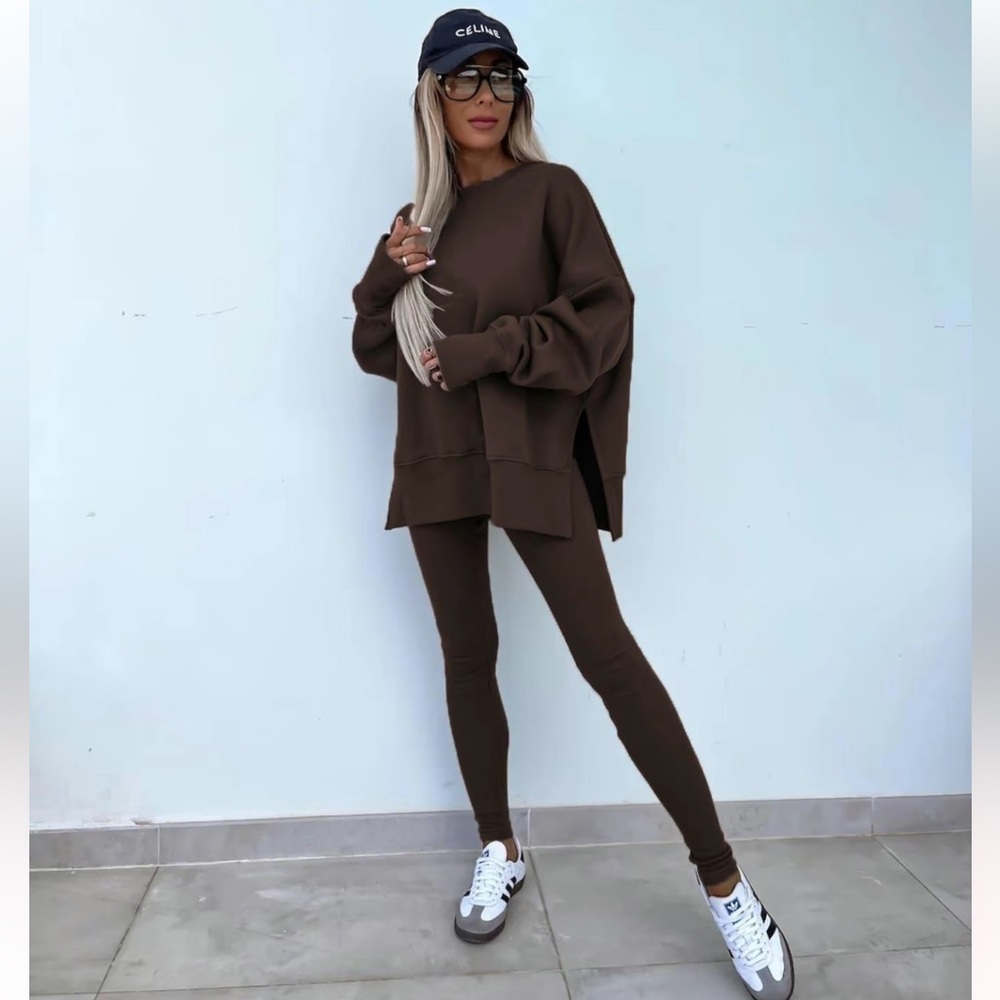 Women's Solid Brown  Two-piece Set